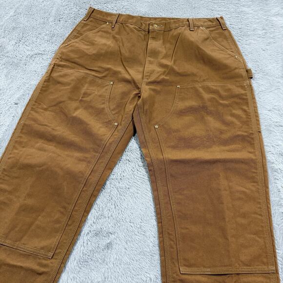 Vintage Carhartt Pants Mens 42x32 Brown B01 Loose Fit Double Knee Work USA - Picture 1 of 15
